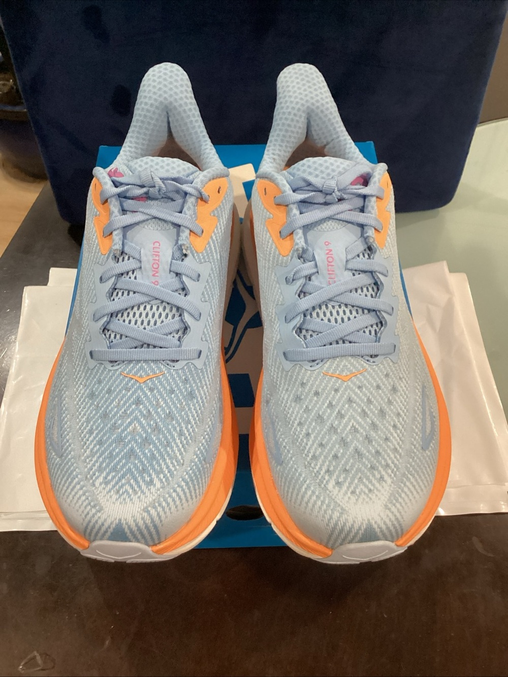 HOKA Clifton 9 Airy Blue Ice Water Women’s Running Shoes NWB Sizes 8.5B & 9.5B - Picture 4 of 8
